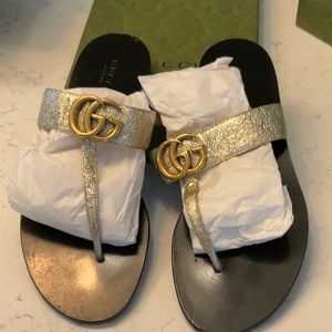 Two pairs Gucci Marmont sandals